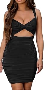 Sexy Sleeveless Cut Out Ruched Club Dresses