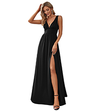 Open Back Plus Size Deep V-Neck Sleeveless Side Slit Wedding Guest Dress Formal DRESS