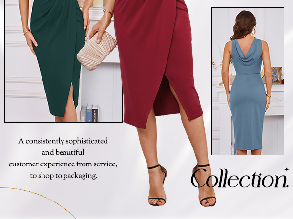 Women''s Casual Sleeveless Halter Dress Bodycon Split Cocktail Party Midi Dresses