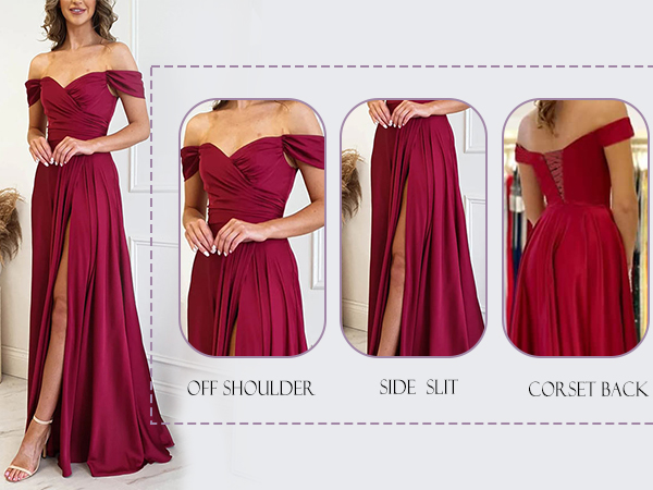 off the shoulder evening gown