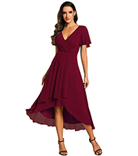 Chiffon A Line Pleated Midi Wedding Guest Dress  bridesmaid dress