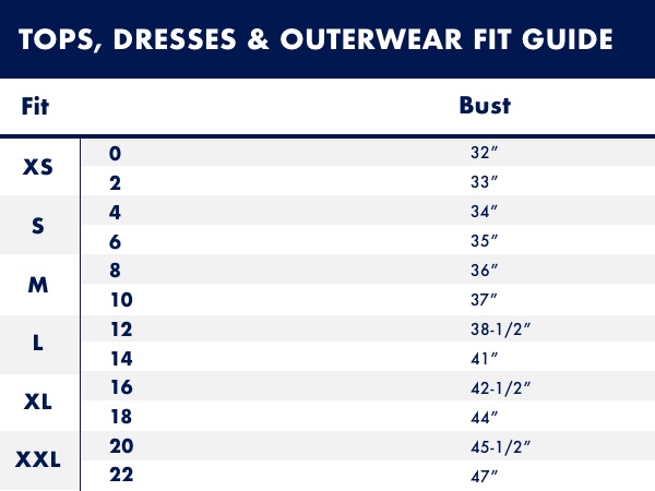 Tops, Dresses & Outerwear Fit Guide