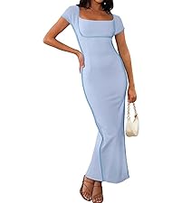 Square Neck Bodycon Maxi Dress