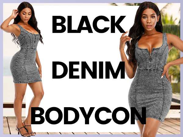 women denim bodycon dress