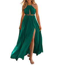 women sleeveless cutout halter maxi dress casual summer dresses elegant party cocktail sun dresses