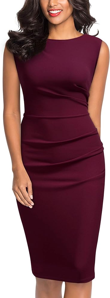 Miusol Women's Retro Ruffle Style Slim Work Pencil Dress