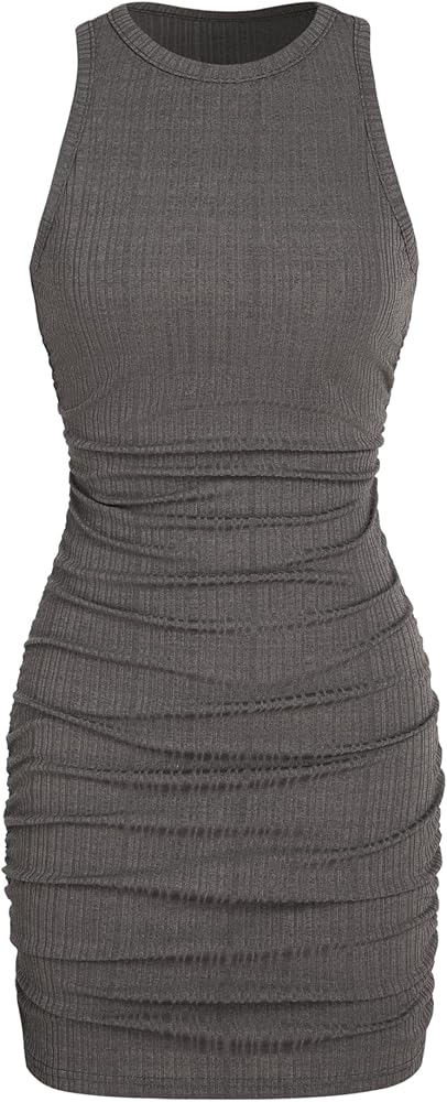 CIDER Ruched Knit Sleeveless Mini Dress