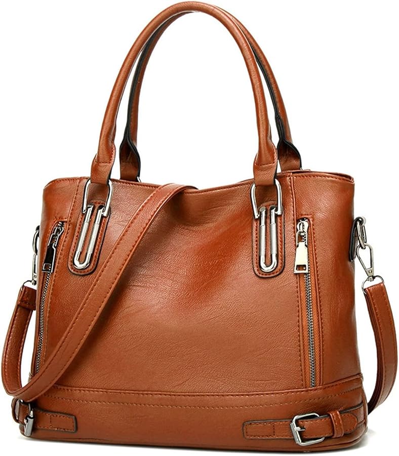 Women's PU Leather Shoulder Bag Messenger Hobo Tote Bag Large Capacity for Work Shopping Party Travel