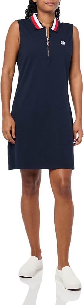 Calvin Klein womens Sleeveless Cotton Collared 3/4 Zip Dress