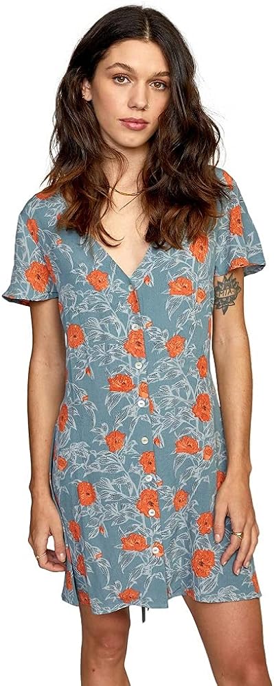 RVCA Women's Avery Woven Short Sleeve Dress