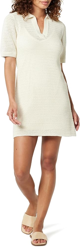 The Drop Women's Melia Collared Crochet Micro Mini Dress